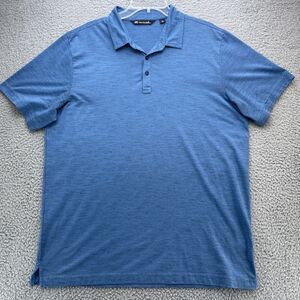 Travis Mathew Polo Shirt Mens XL Blue Black Golf Performance Activewear